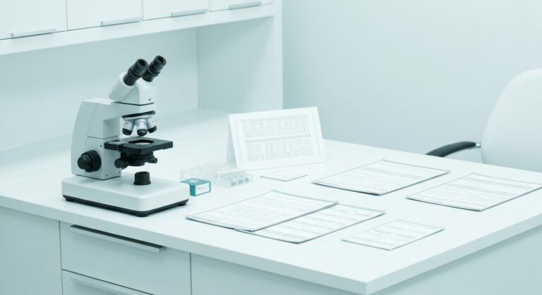 [영국] 난임 치료 중 스트레스, 임신 성공률에 정말 — Precision fertility laboratory with clean microscope station and neatly arranged sample