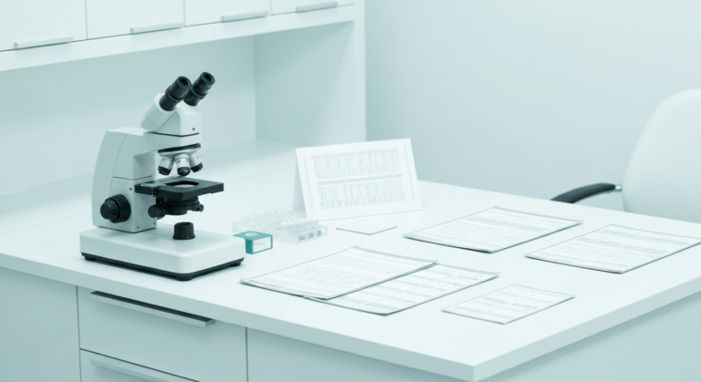 [영국] 난임 치료 중 스트레스, 임신 성공률에 정말 — Precision fertility laboratory with clean microscope station and neatly arranged sample